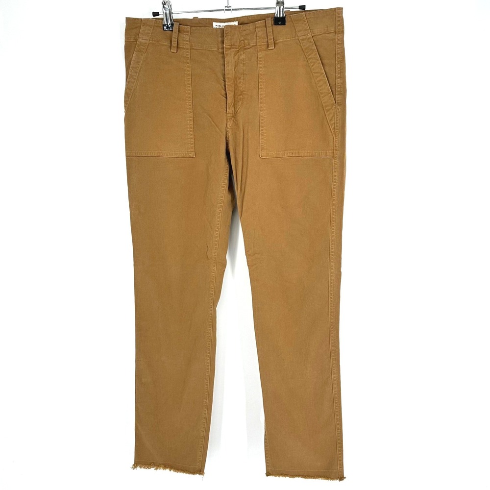 Nili Lotan 111/88 80 NL Tan Cropped Utility‎ Cotton Stretch Pant Raw Hem Size 6